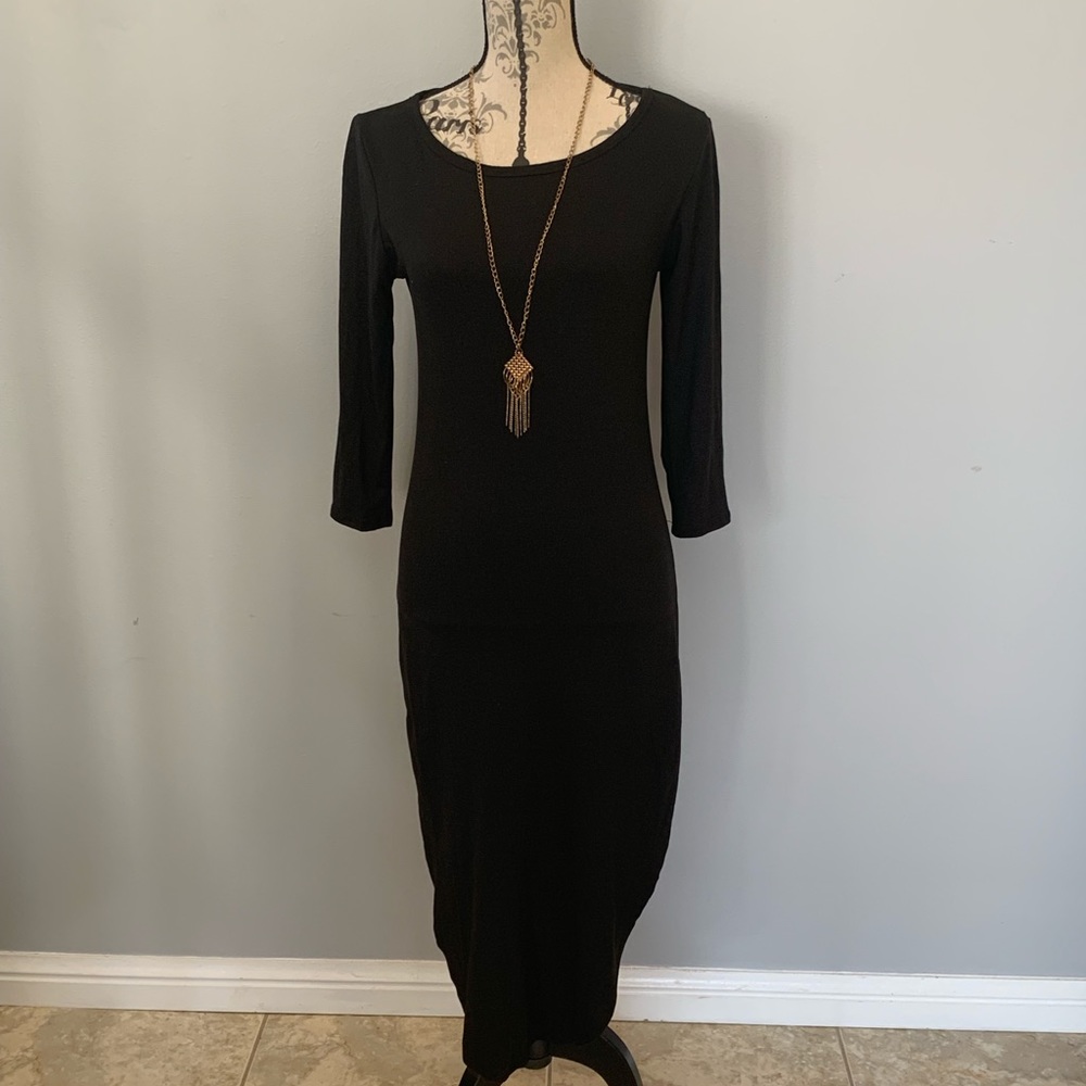 Black dress with necklace